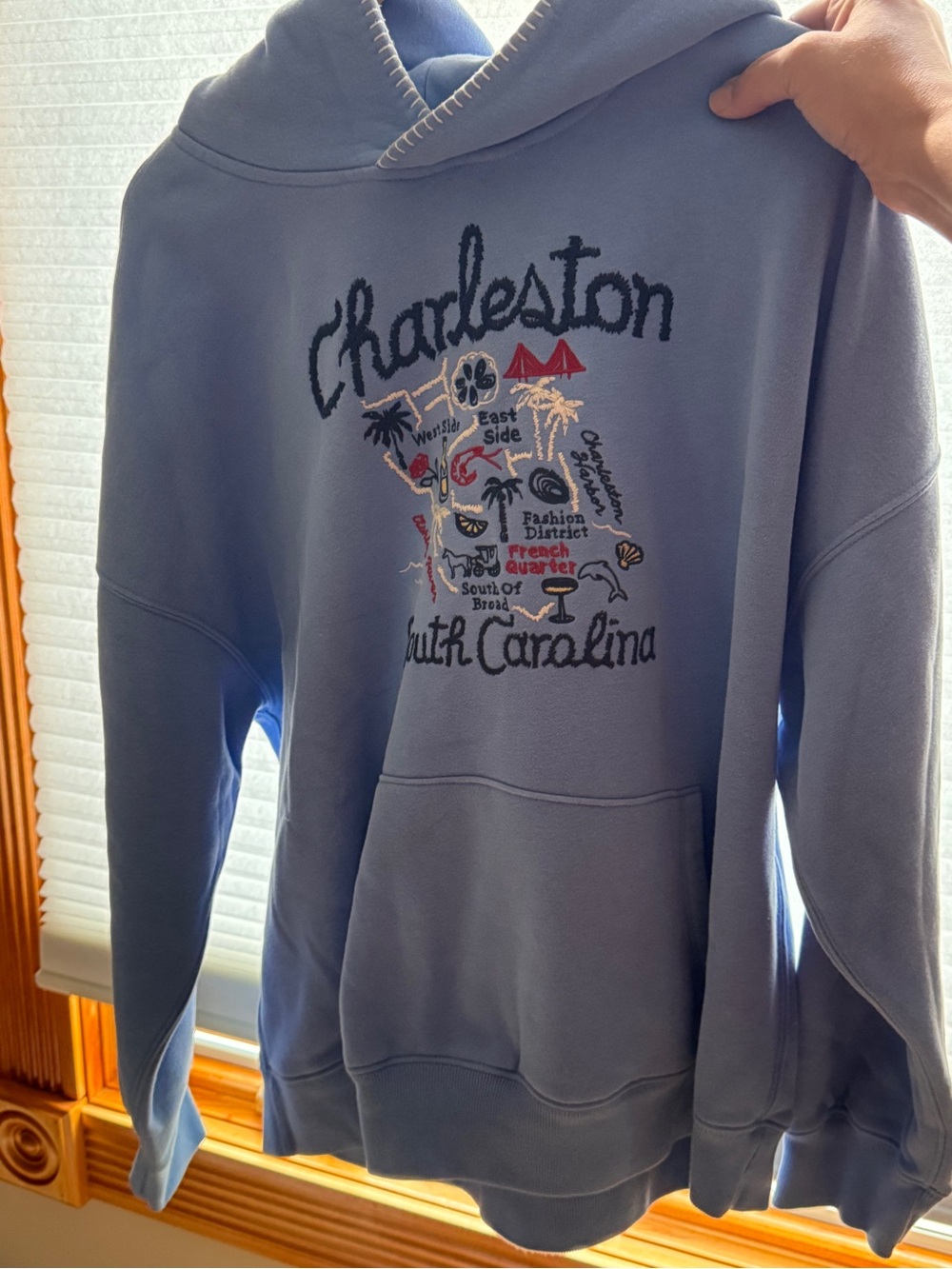 Abercrombie & Fitch Light Blue Charleston Embroidered Hoodie